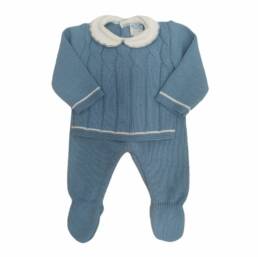 Completo clinico cotone caldo azzurro neonato