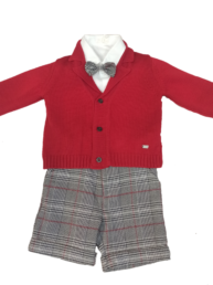 Completo scozzese grigio rosso bambino Ninnaoh