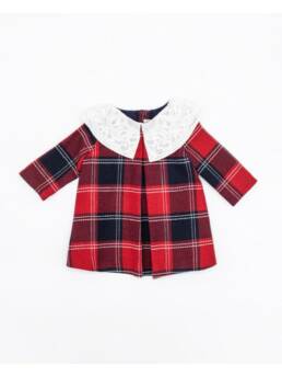 Vestito tartan rosso neonata Fina Ejerique