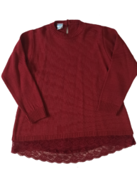 Maglia bordeaux con pizzo bambina