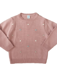 Maglione rosa cipria pois bambina