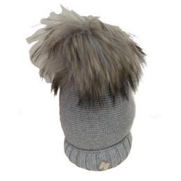 Cappello lana grigio con pompon murmasky bambino/a