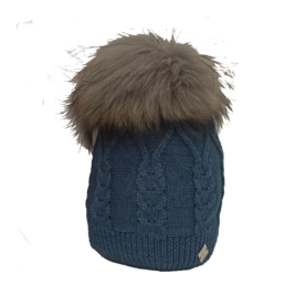 Cappello trecce azzurro pompon murmasky