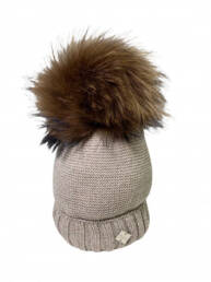 Cappello lana beige con pompon murmasky bambino/a