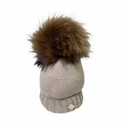 Cappello lana beige con pompon murmasky bambino/a