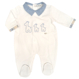 Tutina neonato giraffe beige azzurra Ninnaoh