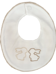 Bavetta neonato bianca beige coniglietti Ninnaoh