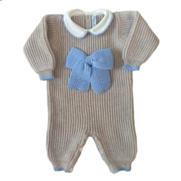 Tutina lana neonato maglia inglese beige Bebè di Almy