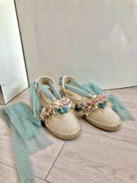 Espadrillas cerimonia bambina verde tiffany Juana Sanchez