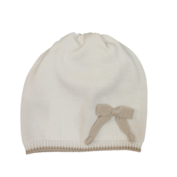 Cappellino neonata cotone bianco beige Bebè di Almy