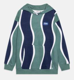 Felpa ragazzo verde blu cappuccio Fila